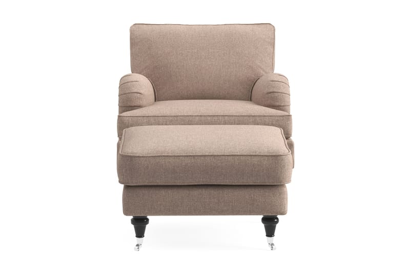 Howard Classic Fåtölj med Fotpall, Mörkbeige