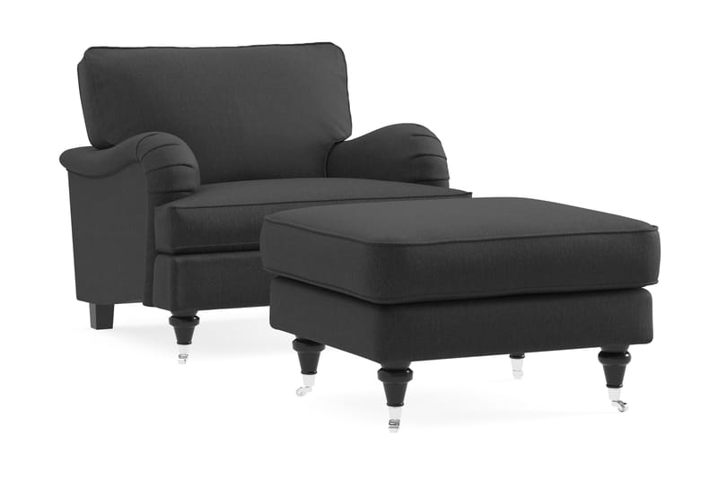 Howard Classic Fåtölj med Fotpall - Mörkgrå - Möbler - Vardagsrum - Fåtöljer - Fåtölj med fotpall