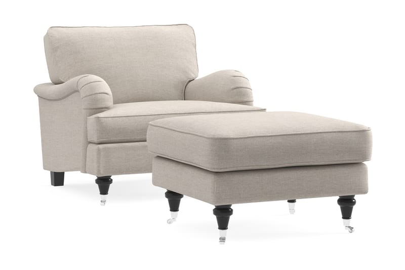HOWARD Fåtölj med Fotpall - Beige - Möbler - Vardagsrum - Fåtöljer - Howard fåtölj