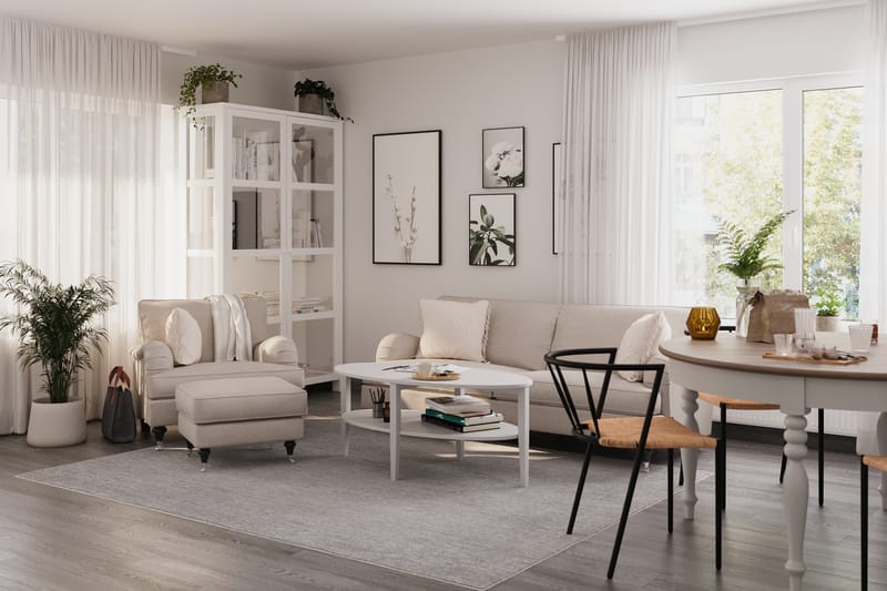 HOWARD Fåtölj med Fotpall - Beige - Möbler - Vardagsrum - Fåtöljer - Howard fåtölj