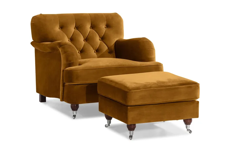 Howard Riviera Fåtölj med Fotpall, Amber