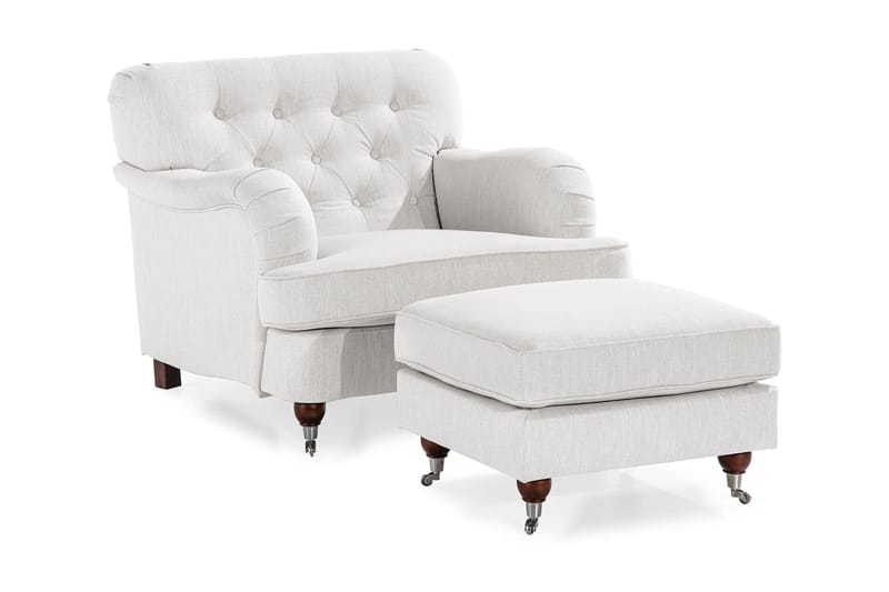 Howard Riviera Fåtölj med Fotpall, Linnebeige