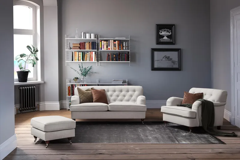 Howard Riviera Fåtölj med Fotpall - Linnebeige - Möbler - Vardagsrum - Fåtöljer - Fåtölj med fotpall