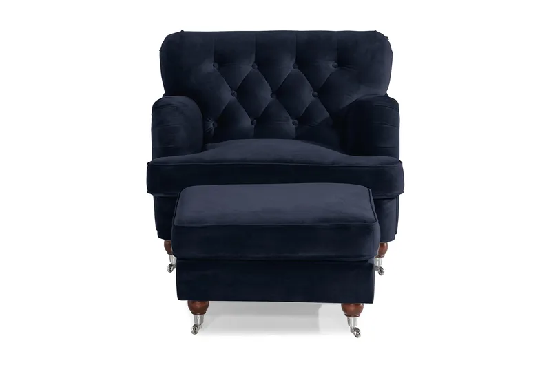 Howard Riviera Fåtölj med Fotpall - Midnattsblå - Möbler - Vardagsrum - Fåtöljer - Fåtölj med fotpall