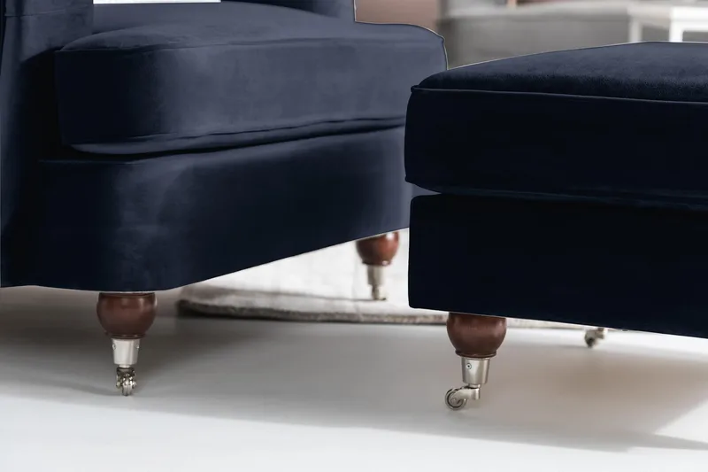 Howard Riviera Fåtölj med Fotpall - Midnattsblå - Möbler - Vardagsrum - Fåtöljer - Fåtölj med fotpall