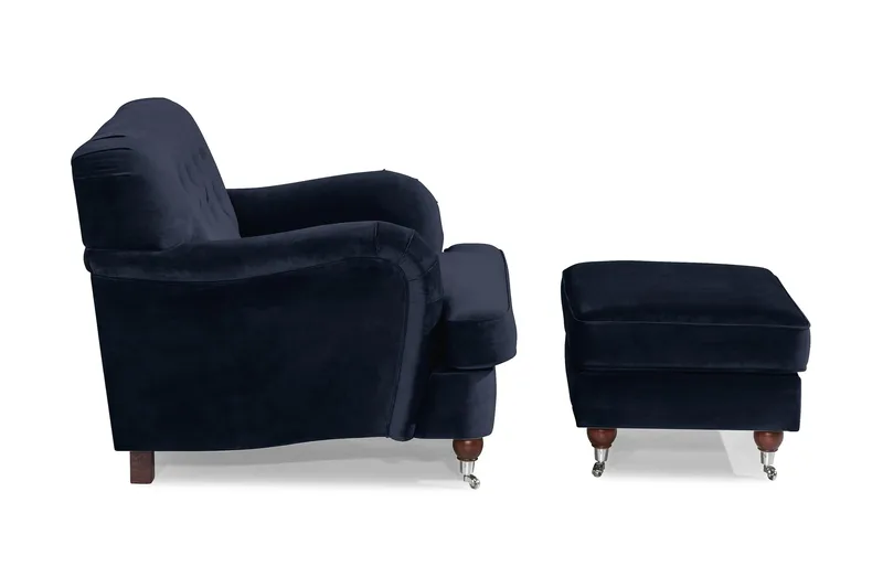 Howard Riviera Fåtölj med Fotpall - Midnattsblå - Möbler - Vardagsrum - Fåtöljer - Fåtölj med fotpall