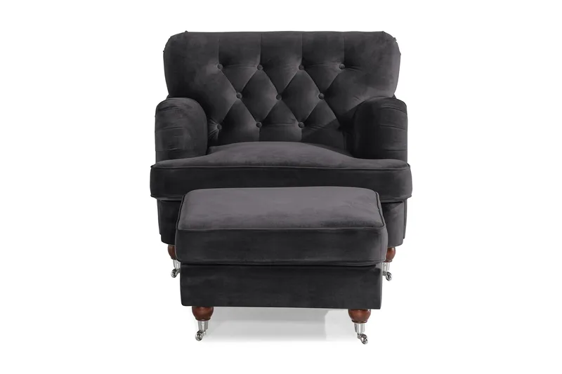 Howard Riviera Fåtölj med Fotpall - Mörkgrå - Möbler - Vardagsrum - Fåtöljer - Fåtölj med fotpall