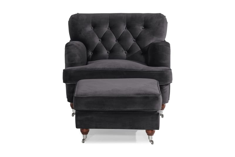 Howard Riviera Fåtölj med Fotpall - Mörkgrå - Möbler - Vardagsrum - Fåtöljer - Fåtölj med fotpall