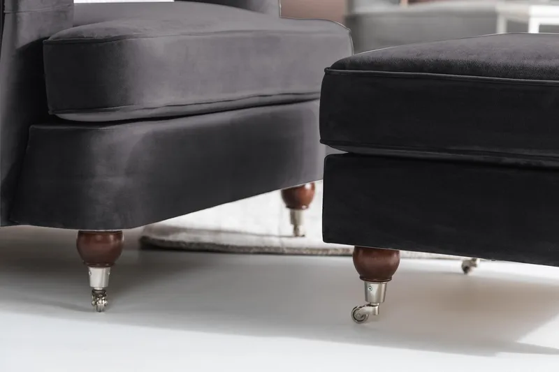 Howard Riviera Fåtölj med Fotpall - Mörkgrå - Möbler - Vardagsrum - Fåtöljer - Fåtölj med fotpall