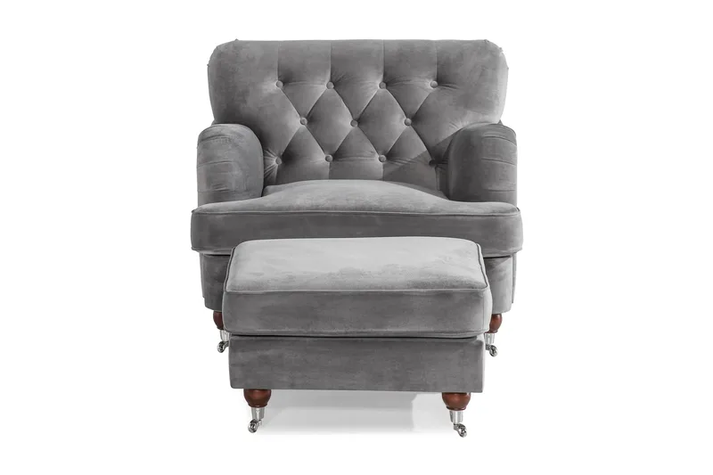 Howard Riviera Fåtölj med Fotpall - Silvergrå - Möbler - Vardagsrum - Fåtöljer - Fåtölj med fotpall