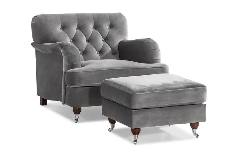 Howard Riviera Fåtölj med Fotpall - Silvergrå - Möbler - Vardagsrum - Fåtöljer - Fåtölj med fotpall