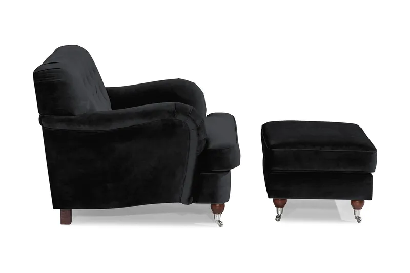 Howard Riviera Fåtölj med Fotpall - Svart - Möbler - Vardagsrum - Fåtöljer - Fåtölj med fotpall