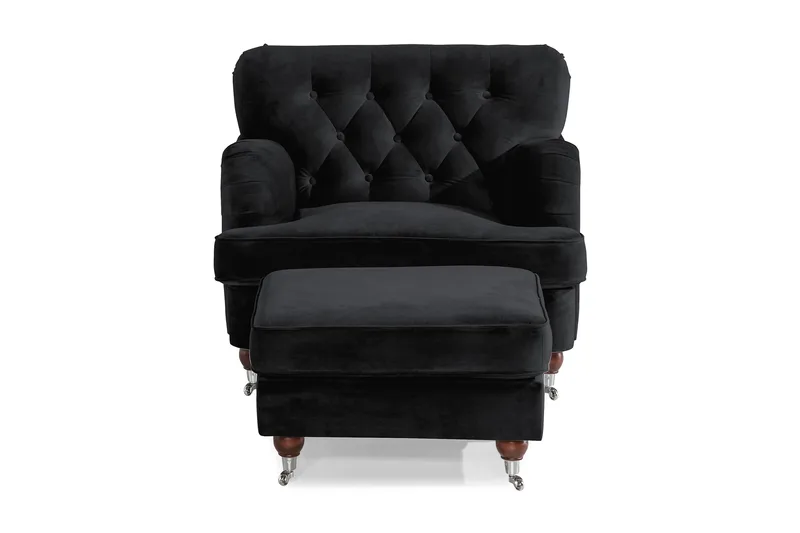 Howard Riviera Fåtölj med Fotpall - Svart - Möbler - Vardagsrum - Fåtöljer - Fåtölj med fotpall