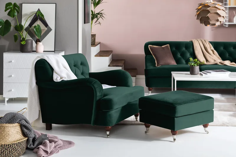Howard Riviera Sammetsfåtölj - Mörkgrön - Möbler - Vardagsrum - Fåtöljer - Howard fåtölj
