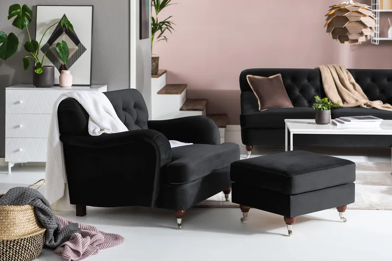 Howard Riviera Sammetsfåtölj - Svart - Möbler - Vardagsrum - Fåtöljer - Howard fåtölj