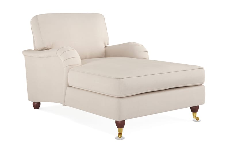 Howard Lyx Klassisk Schäslongsfåtölj med Hjul i Tyg, Beige