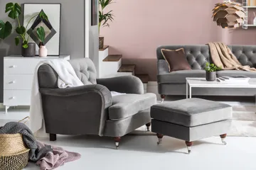 Howard Riviera Fåtölj med Fotpall - Silvergrå - Möbler - Vardagsrum - Fåtöljer - Fåtölj med fotpall