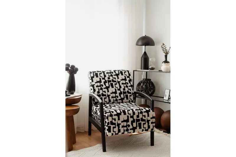 Illen Öronlappsfåtölj, Svart/Vit