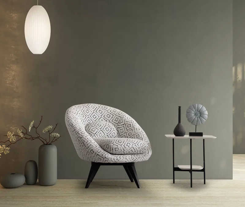 Ingang Fåtölj Chenille - Vit / Svart - Möbler - Vardagsrum - Fåtöljer - Öronlappsfåtölj