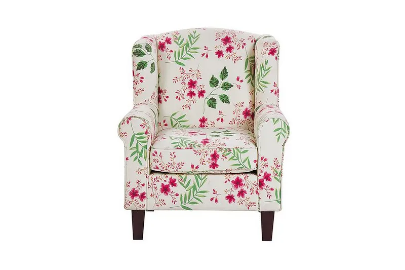 Ingeberg Fåtölj med Fotpall Blommönster - Beige - Möbler - Vardagsrum - Fåtöljer