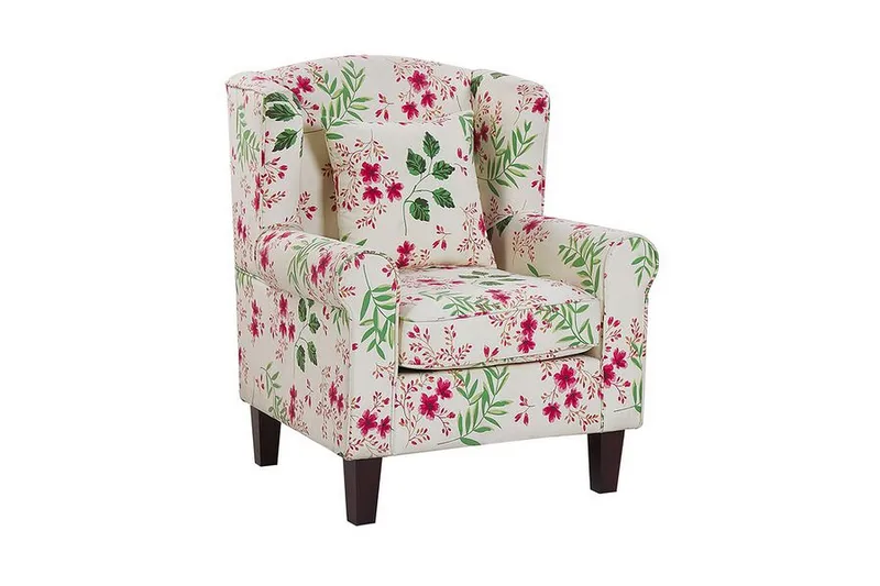 Ingeberg Fåtölj med Fotpall Blommönster - Beige - Möbler - Vardagsrum - Fåtöljer