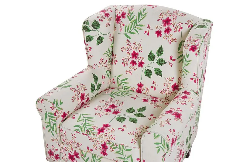 Ingeberg Fåtölj med Fotpall Blommönster - Beige - Möbler - Vardagsrum - Fåtöljer