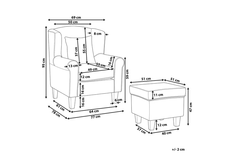 Ingeberg Fåtölj med Fotpall Blommönster - Beige - Möbler - Vardagsrum - Fåtöljer
