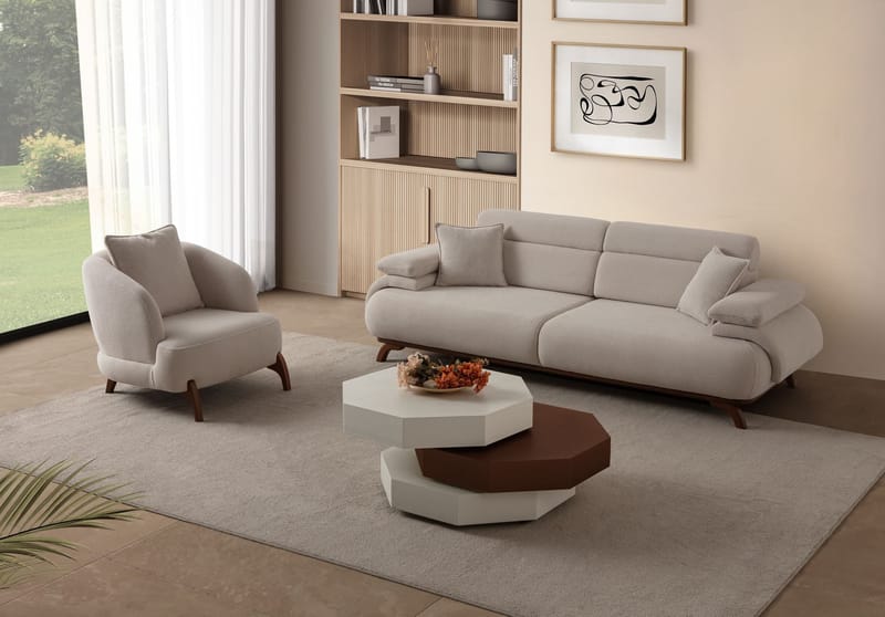 Kelnor Öronlappsfåtölj 80x78x80 cm - Beige - Möbler - Vardagsrum - Fåtöljer - Öronlappsfåtölj