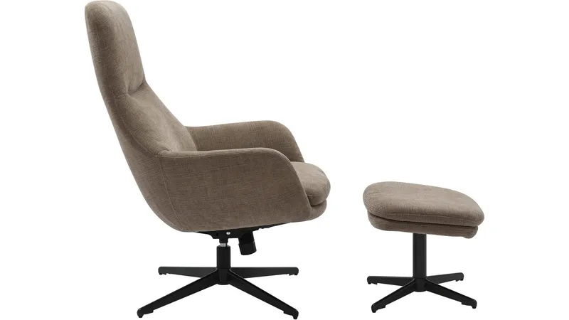 Kiresto Fåtölj med pall snurrfunktion - Grå - Möbler - Vardagsrum - Fåtöljer - Biofåtöljer & reclinerfåtöljer