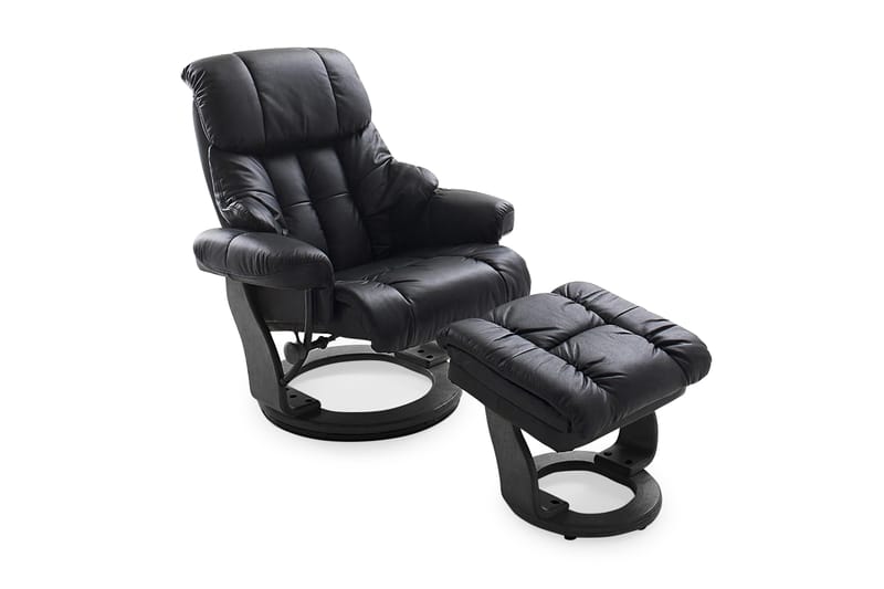 LEVILOU Reclinerfåtölj Beige/Svart - Biofåtöljer & reclinerfåtöljer - Skinnfåtölj