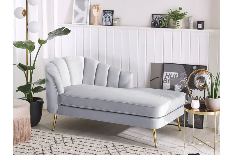 Allier Schäslong Vänster - Sammet/Grå - Möbler - Vardagsrum - Fåtöljer - Liggfåtöljer