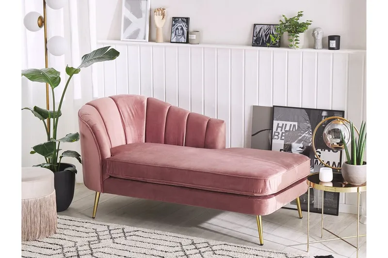 Allier Schäslong Vänster - Sammet/Rosa - Möbler - Vardagsrum - Fåtöljer - Liggfåtöljer
