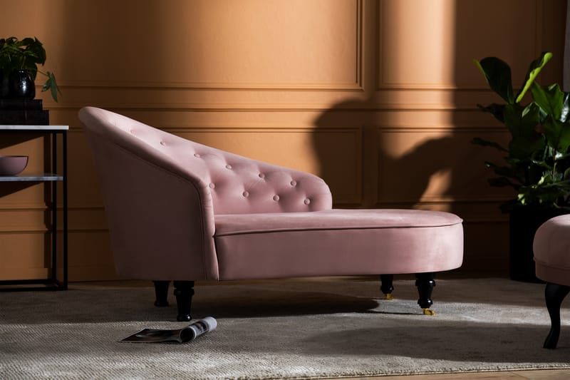 DANA CLASSIC Schäslong Sammet Ljusrosa - Möbler - Vardagsrum - Fåtöljer - Liggfåtöljer