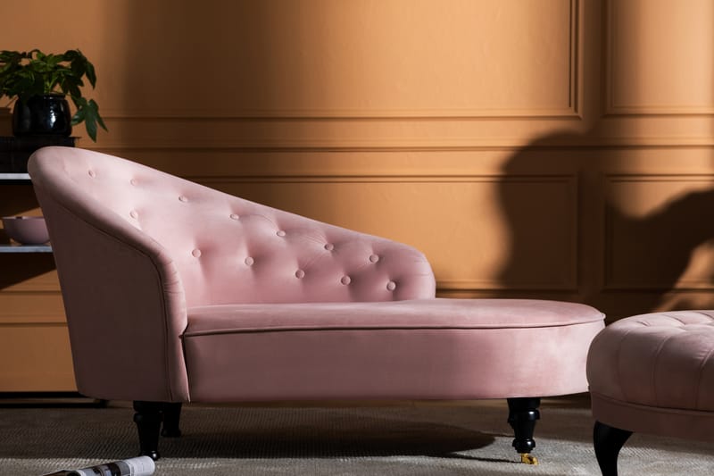 DANA CLASSIC Schäslong Sammet Ljusrosa - Möbler - Vardagsrum - Fåtöljer - Liggfåtöljer