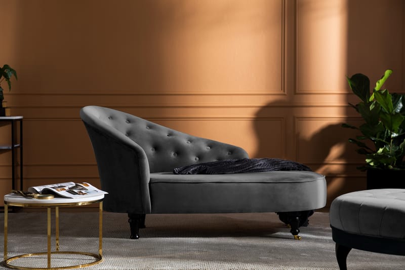 DANA Classic Schäslong Sammet Mörkgrå - Möbler - Vardagsrum - Fåtöljer - Liggfåtöljer