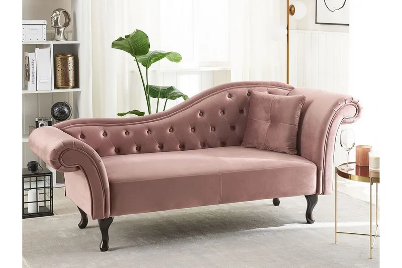 Lattes Schäslong Höger - Sammet/Rosa - Möbler - Vardagsrum - Fåtöljer - Liggfåtöljer