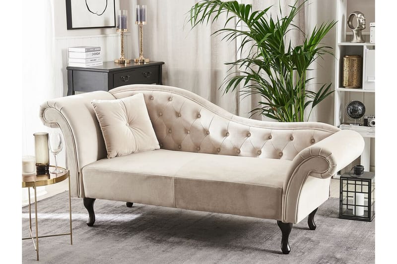 POULAUD Schäslong Vänster Sammet/Beige - Möbler - Vardagsrum - Fåtöljer - Liggfåtöljer