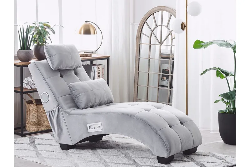 Volans Schäslong med Bluetooth-högtalare - Sammet/Grå - Möbler - Vardagsrum - Fåtöljer - Liggfåtöljer