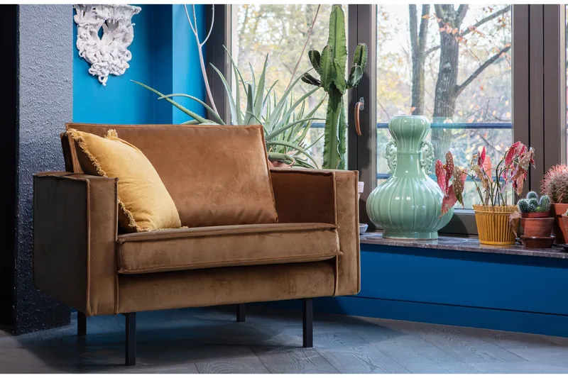 Lissbon Sammetsfåtölj - Honungsgul - Möbler - Vardagsrum - Fåtöljer - Sammetsfåtölj