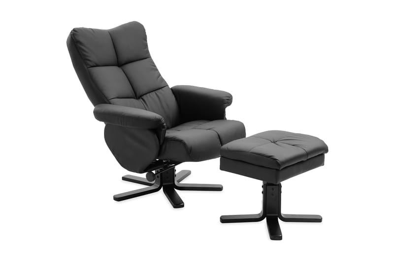 MABELLY Recliner med Ottoman Svart - Biofåtöljer & reclinerfåtöljer