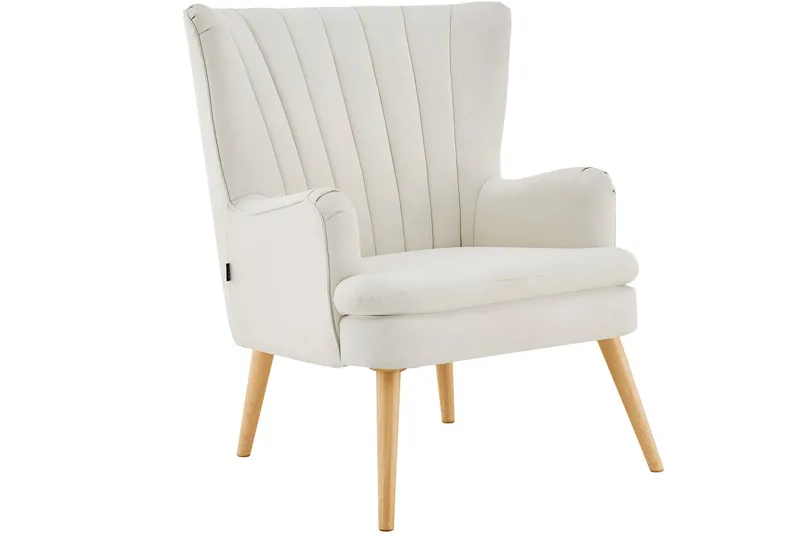 Marilee Loungefåtölj med Fotpall - Tyg/Krämvit - Möbler - Vardagsrum - Fåtöljer