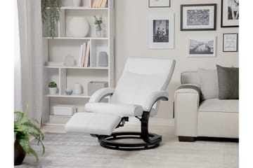 Might Oval Reclinerfåtölj i Konstläder med Metallunderrede - Vit - Möbler - Vardagsrum - Fåtöljer