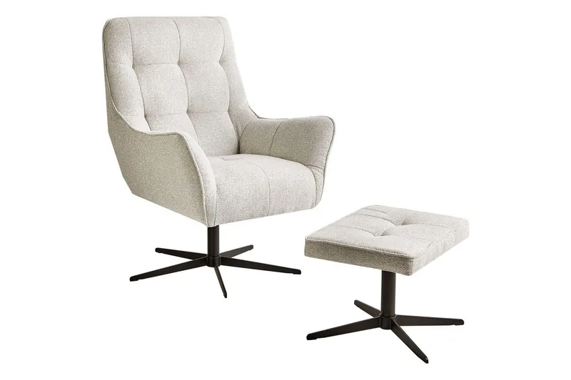 Molle Oval Svängbar Fåtölj i Tyg med Metallunderrede, Ljusgrå