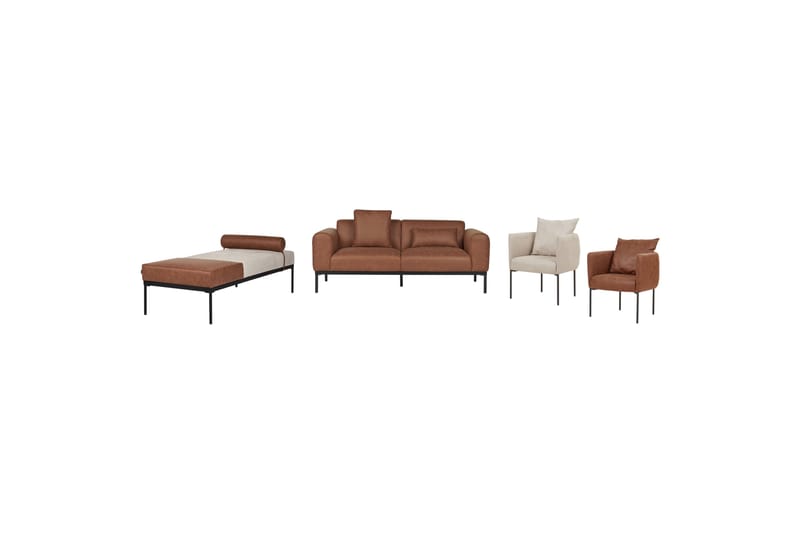 Naklund Schäslong 172 cm - Brun/Beige/Svart - Möbler - Vardagsrum - Fåtöljer - Schäslongfåtöljer & divanfåtöljer