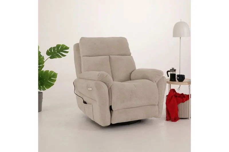 Navren Reclinerfåtölj Elektrisk - Krämvit - Möbler - Vardagsrum - Fåtöljer - Biofåtöljer & reclinerfåtöljer