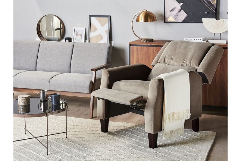 OLTEDAL Fåtölj Sammet/Beige/Grå - Möbler - Vardagsrum - Fåtöljer