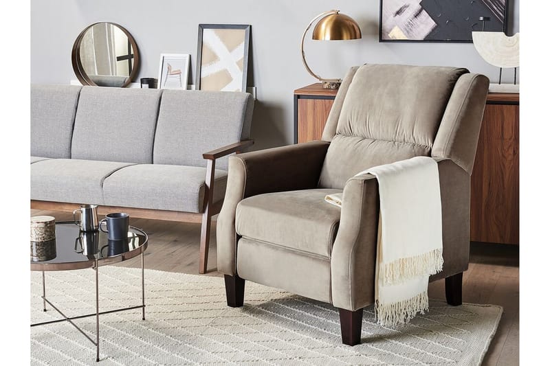 OLTEDAL Fåtölj Sammet/Beige/Grå - Möbler - Vardagsrum - Fåtöljer