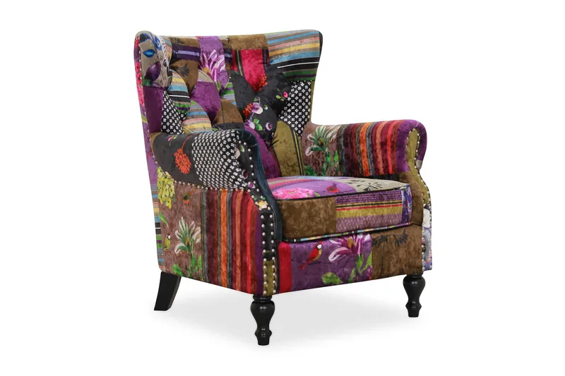 London Öronlappsfåtölj, Tyg mönstrat