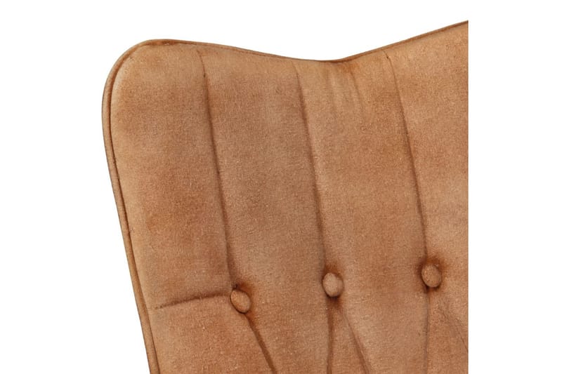 Öronlappsfåtölj med fotpall brun kanvas - Brun - Öronlappsfåtölj