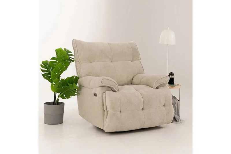 Osmara Reclinerfåtölj Elektrisk - Krämvit - Möbler - Vardagsrum - Fåtöljer - Biofåtöljer & reclinerfåtöljer